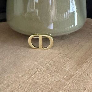 Gold Tone Monogram Style Brooch | Minimalist Luxury Pin